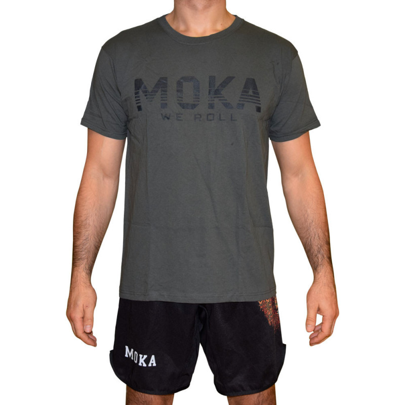T-shirt - Moka Strips - Grå