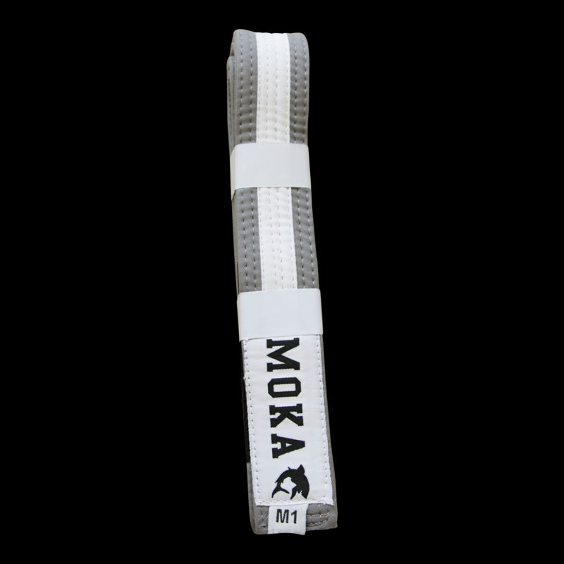 Mokahardware Kids BJJ Belt Gray-White