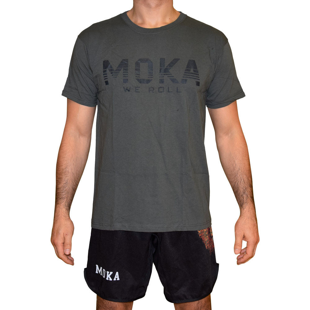 T-shirt - Moka Strips - Grå